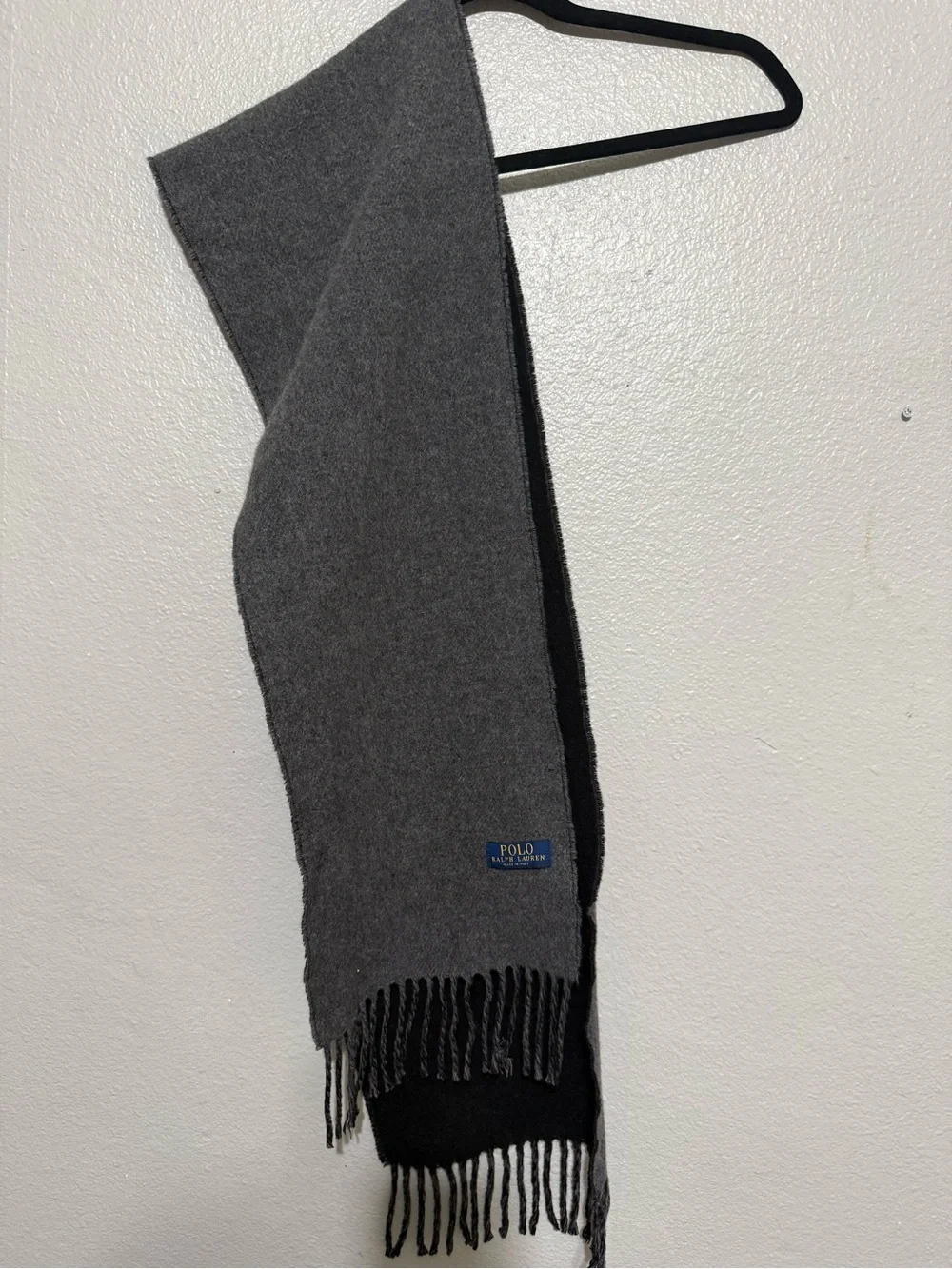 Polo by Ralph Lauren Reversible Gray and Black Wool Scarf